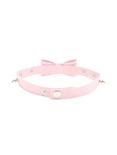 Blackheart Pink Faux Leather Spiked Choker, , alternate
