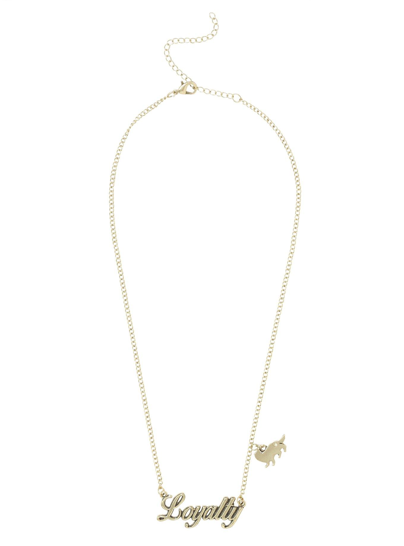 Harry Potter Loyalty Hufflepuff Charm Name Plate Necklace, , alternate