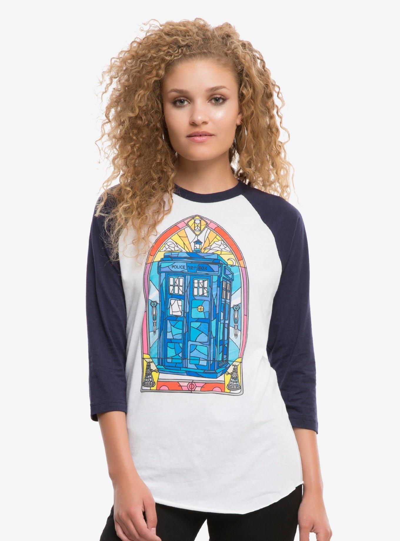 Doctor Who Stained Glass TARDIS Raglan, , alternate