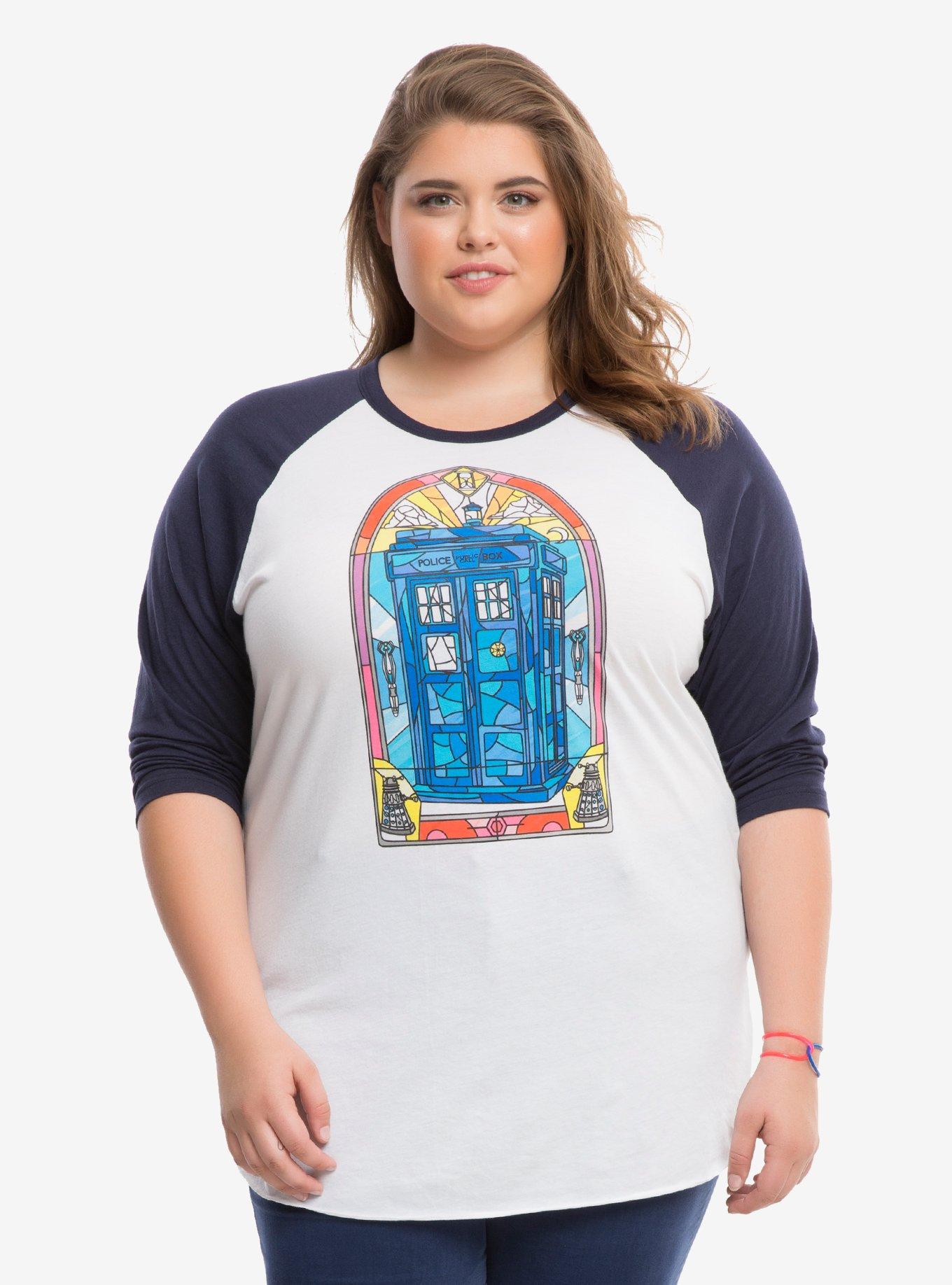 Doctor Who Stained Glass TARDIS Raglan Extended Size, , alternate