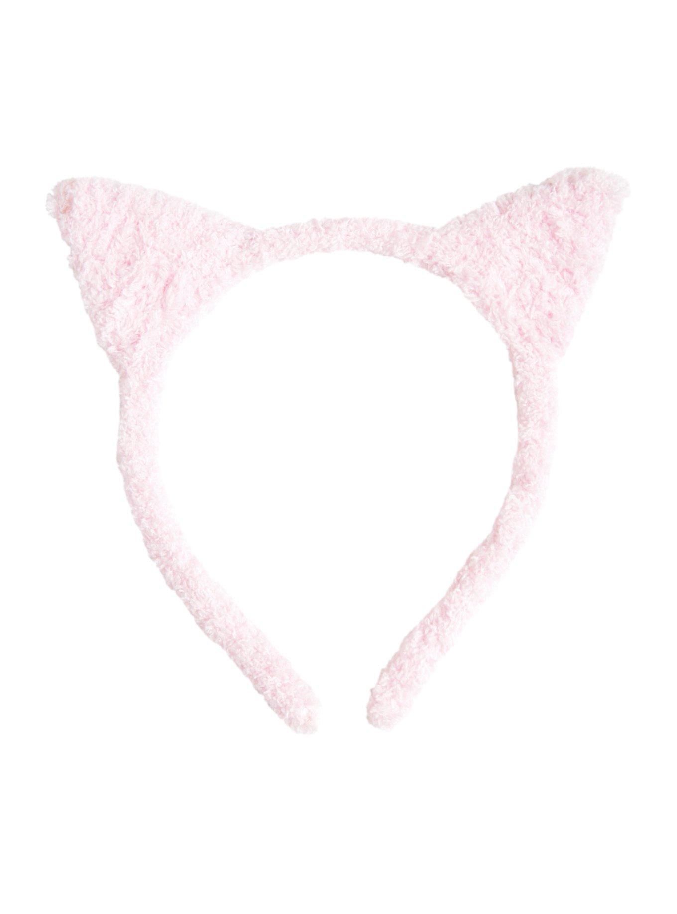 Pink Fuzzy Cat Ear Headband, , alternate