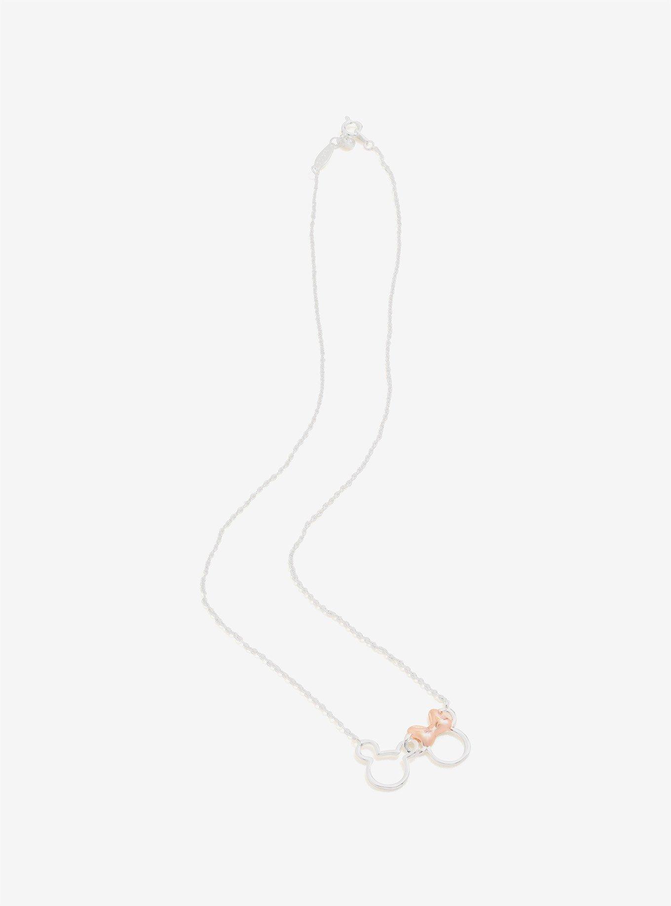 Disney Mickey Mouse And Minnie Mouse Intertwined Two-Tone Necklace, , alternate