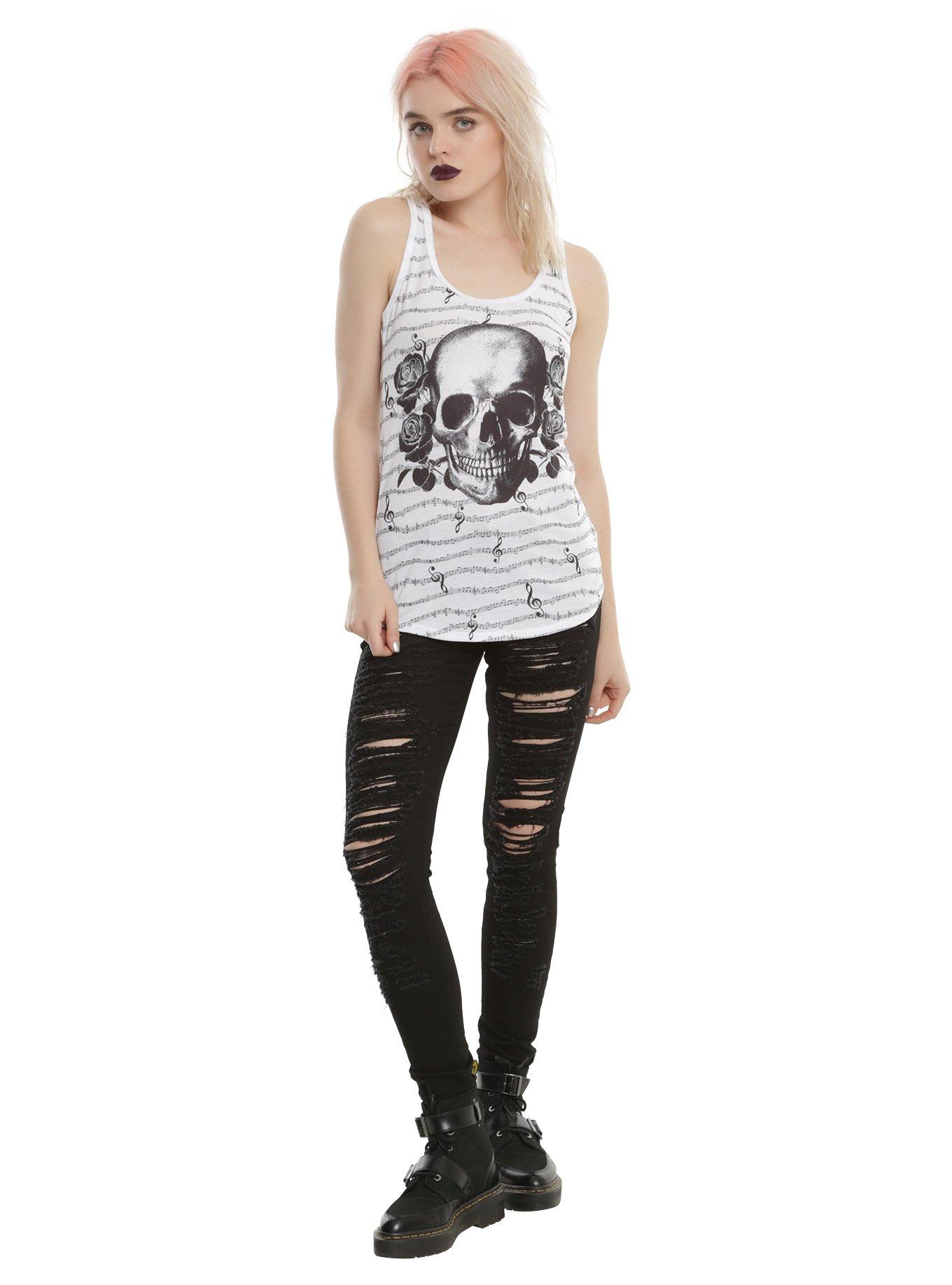 Sheet Music Skull Girls Tank Top, , alternate