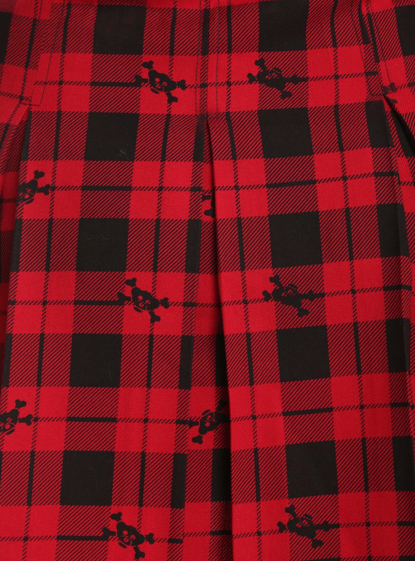 Hot Topic X Build-A-Bear Furry N’ Fierce Bear & Crossbones Plaid Pleated Skirt, , alternate