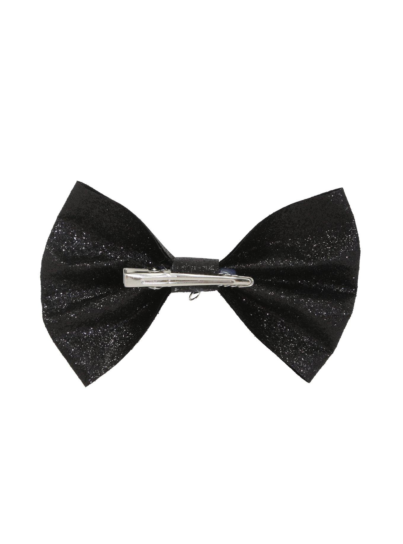 Blackheart Interchangeable Charm Black Glitter Hair Bow, , alternate