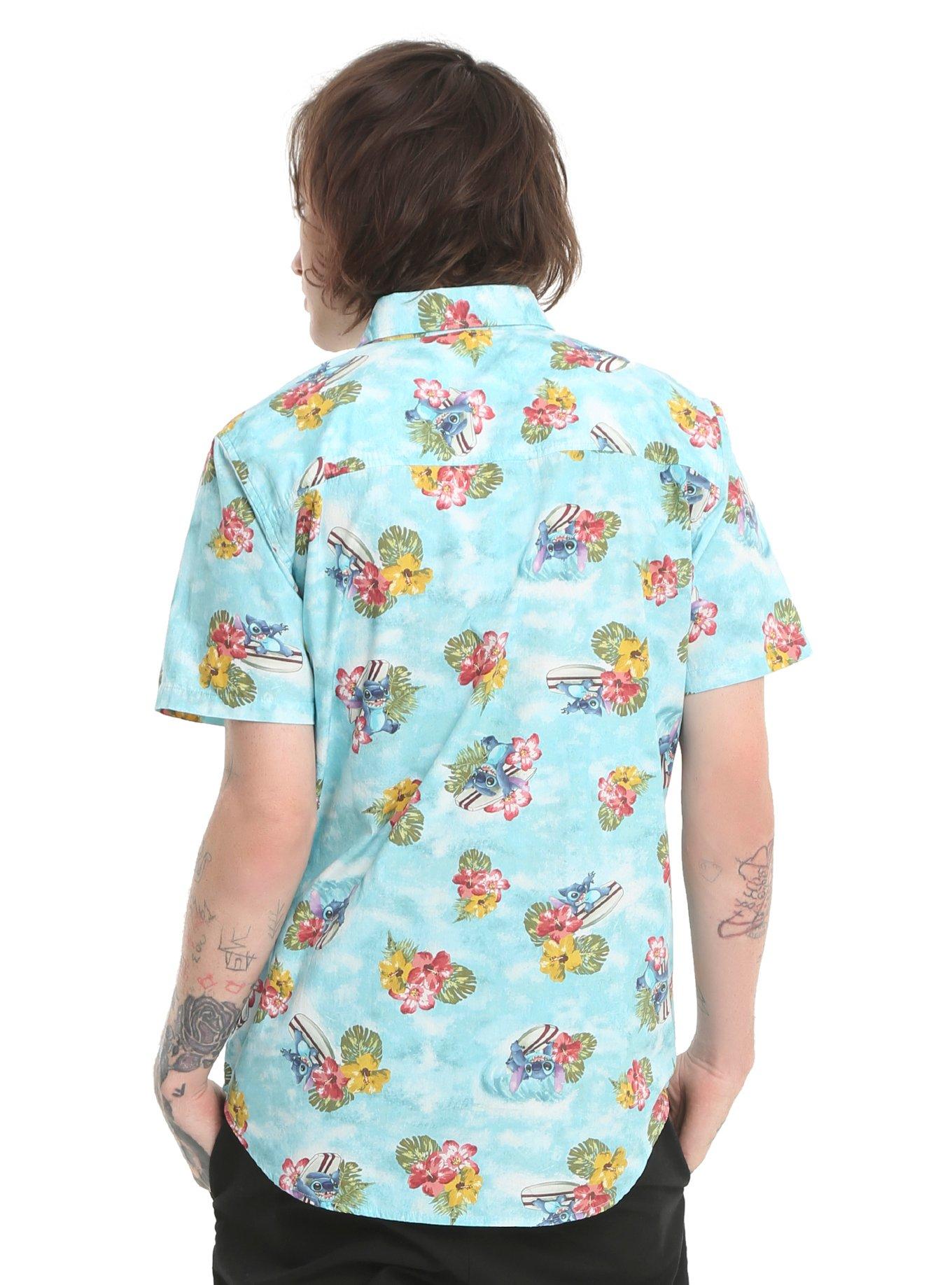 Disney Lilo & Stitch Hawaiian Short-Sleeve Woven Button-Up, , alternate