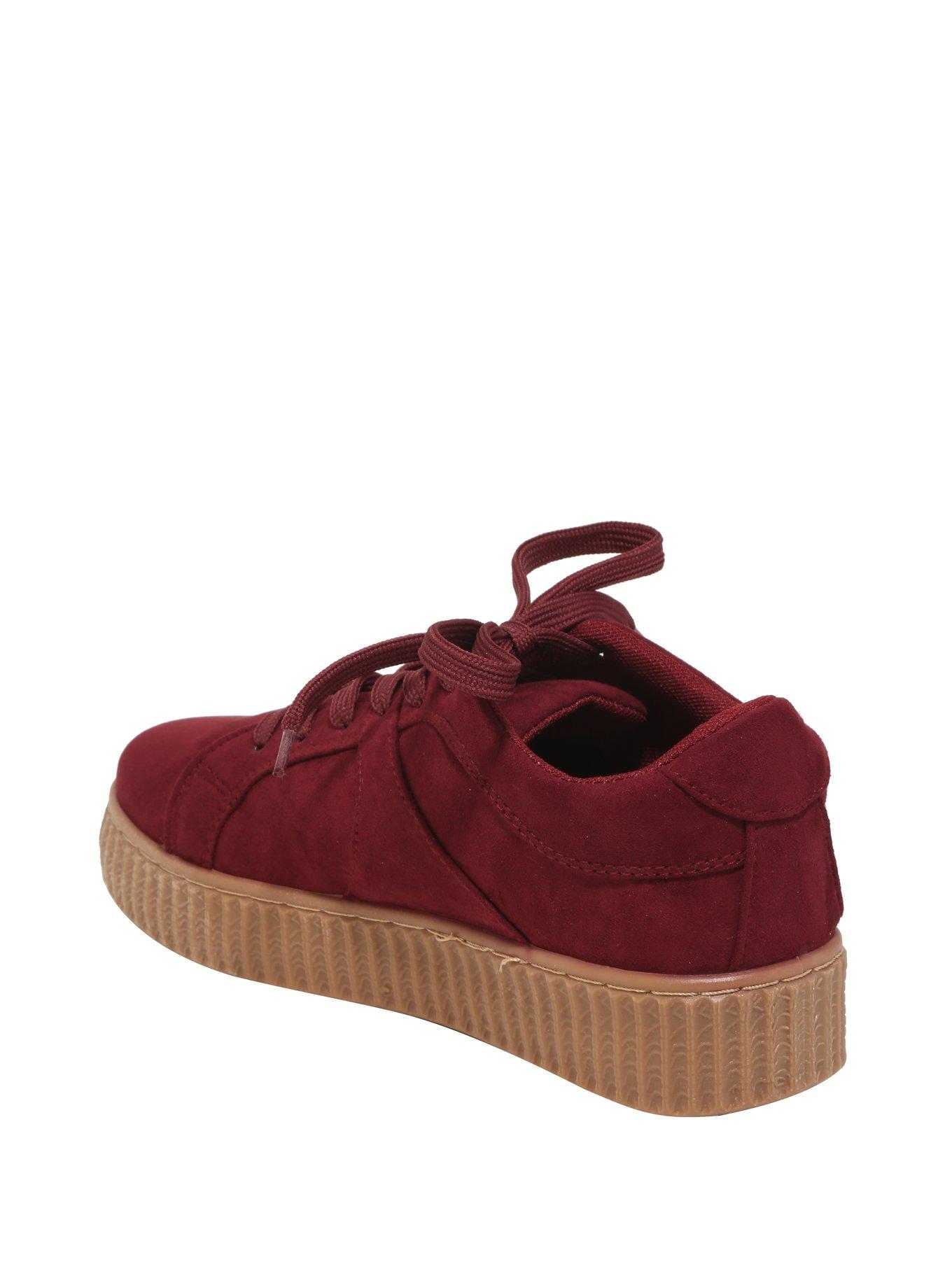 Burgundy Suede Athletic Low-Top Creepers, , alternate