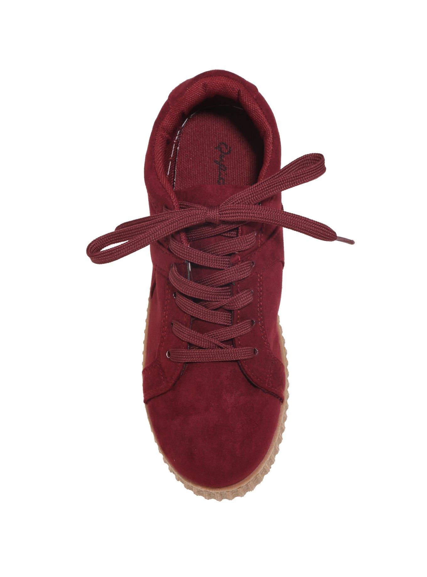 Burgundy Suede Athletic Low-Top Creepers, , alternate