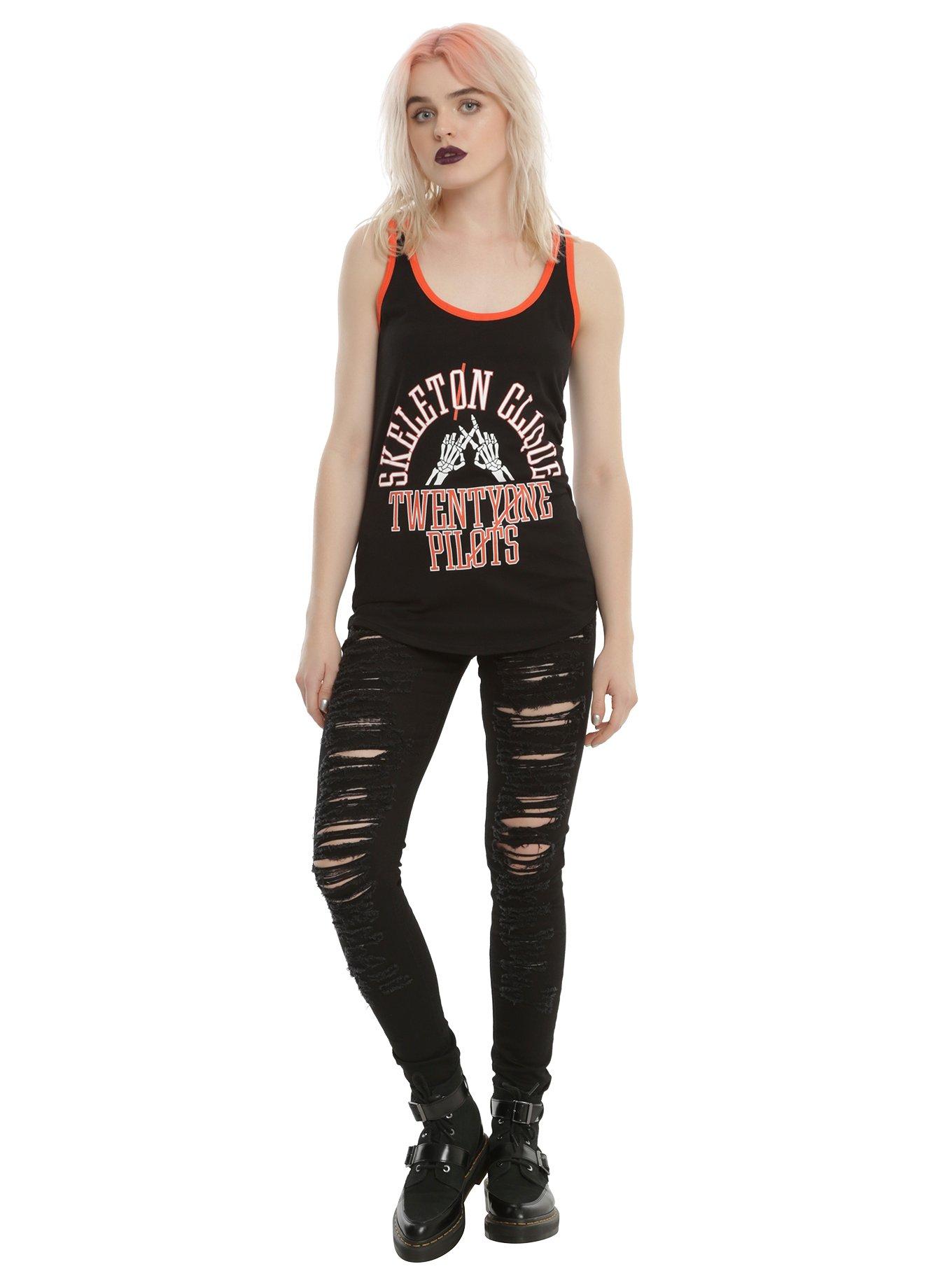 Twenty One Pilots Skeleton Clique Girls Ringer Tank Top, , alternate