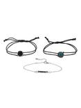 Blackheart Turquoise & Black Gem Cord Bracelet Set, , alternate