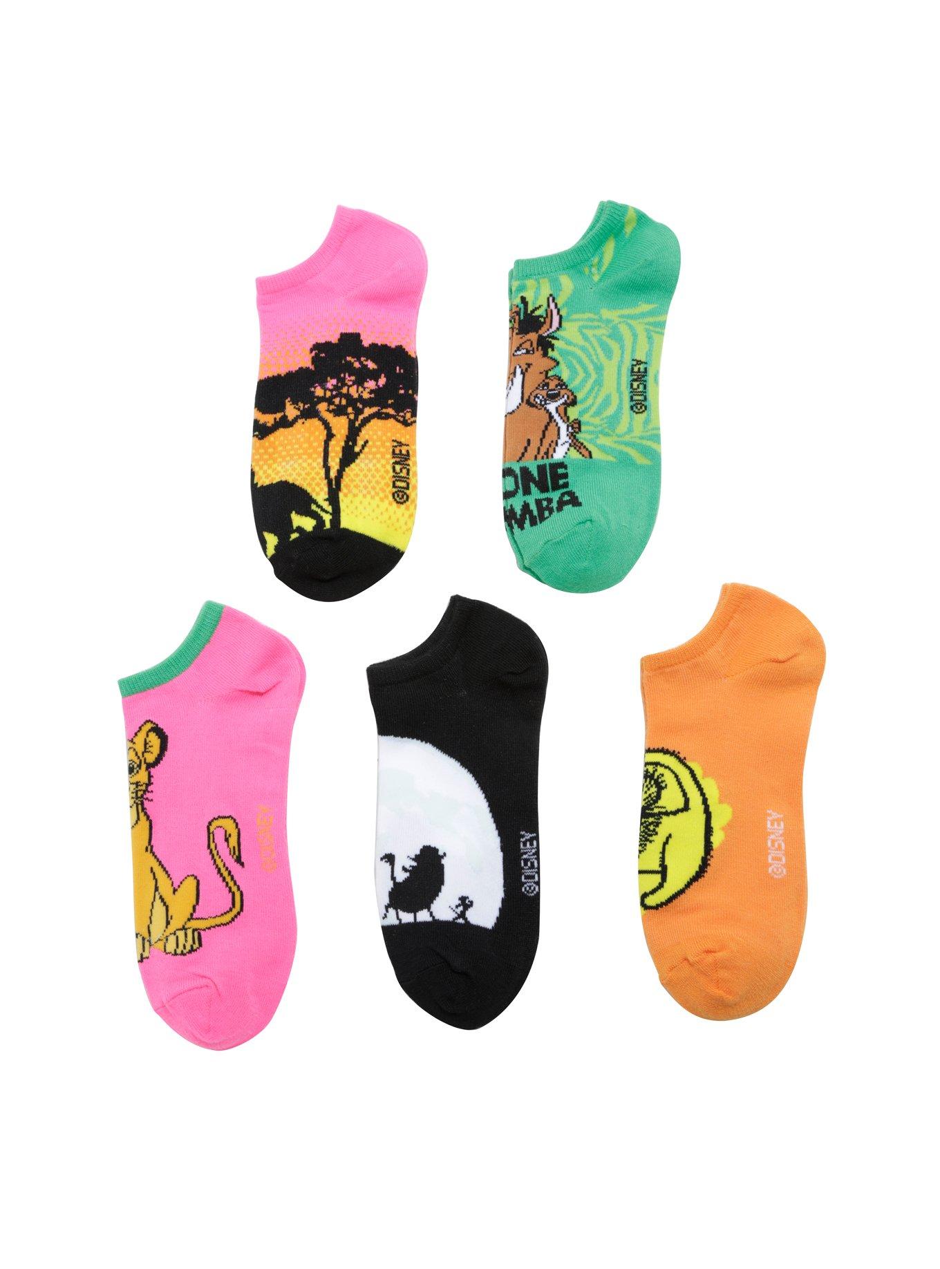 Disney The Lion King Timon And Pumbaa No-Show Socks 5 Pair, , alternate