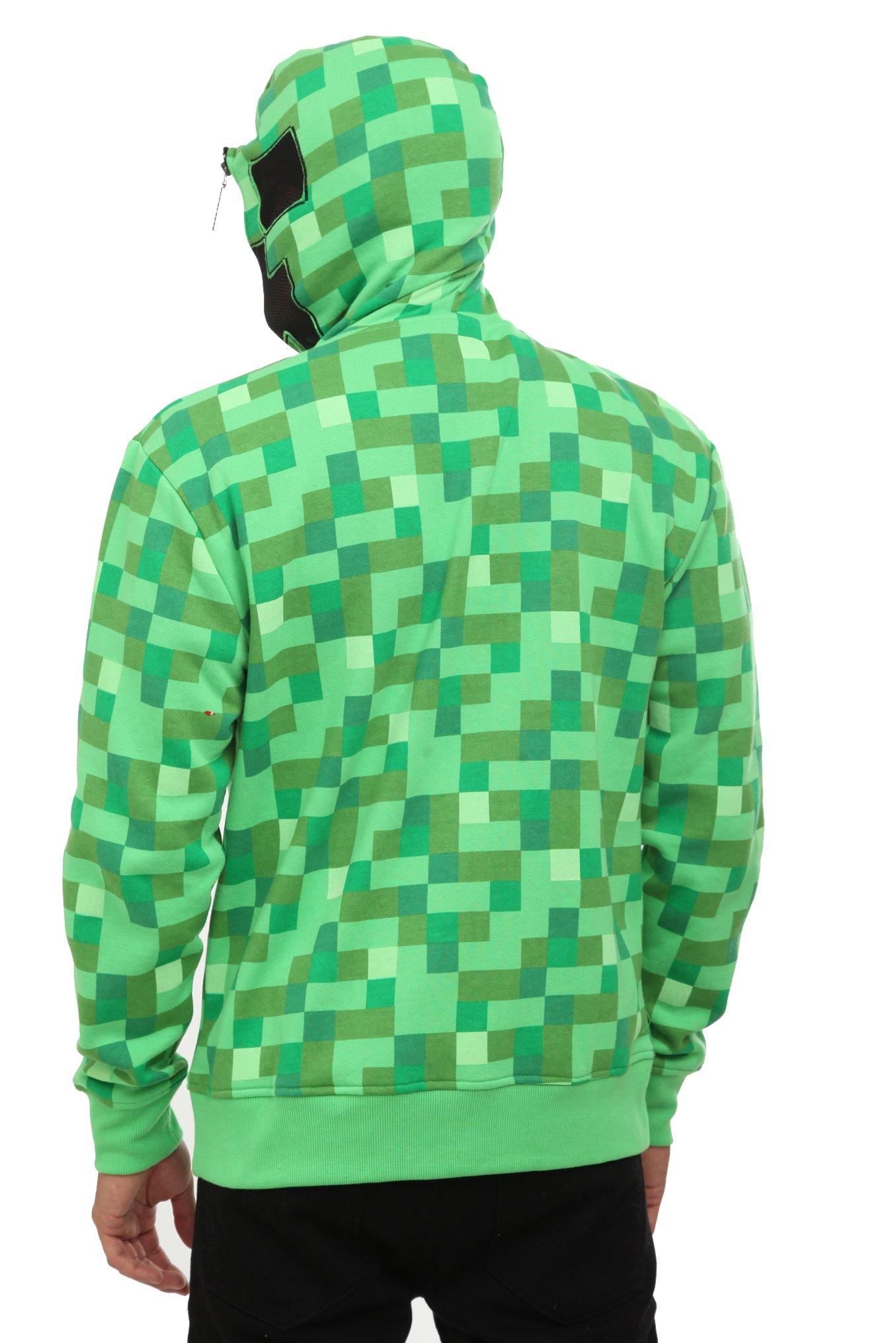 JINX Minecraft Big Boys' Creeper Zip-Up Costume Hoodie, with Mask, Green,  Large 