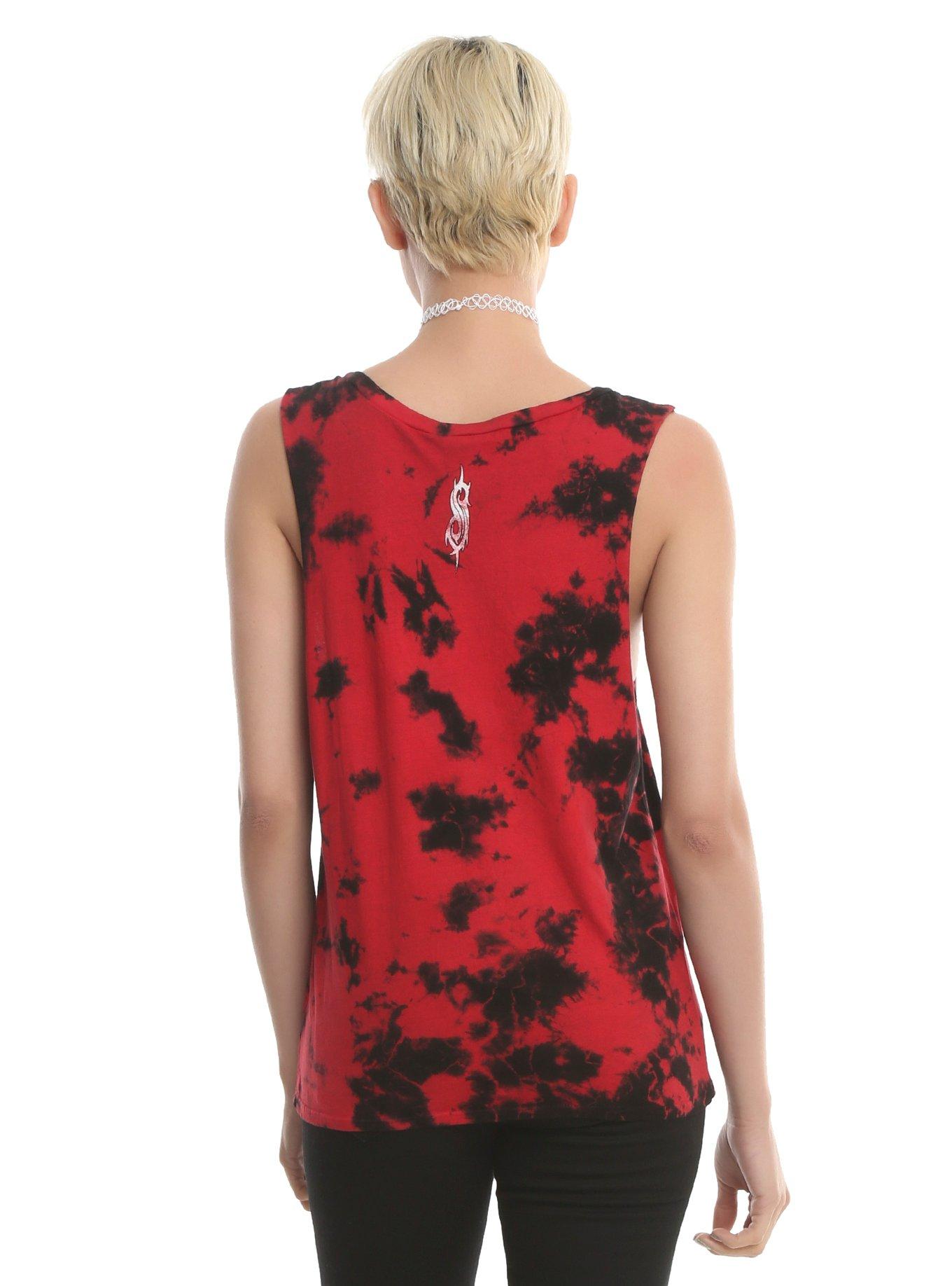 Red And Black Slipknot Logo Tie-Dye Girls Muscle Top, , alternate