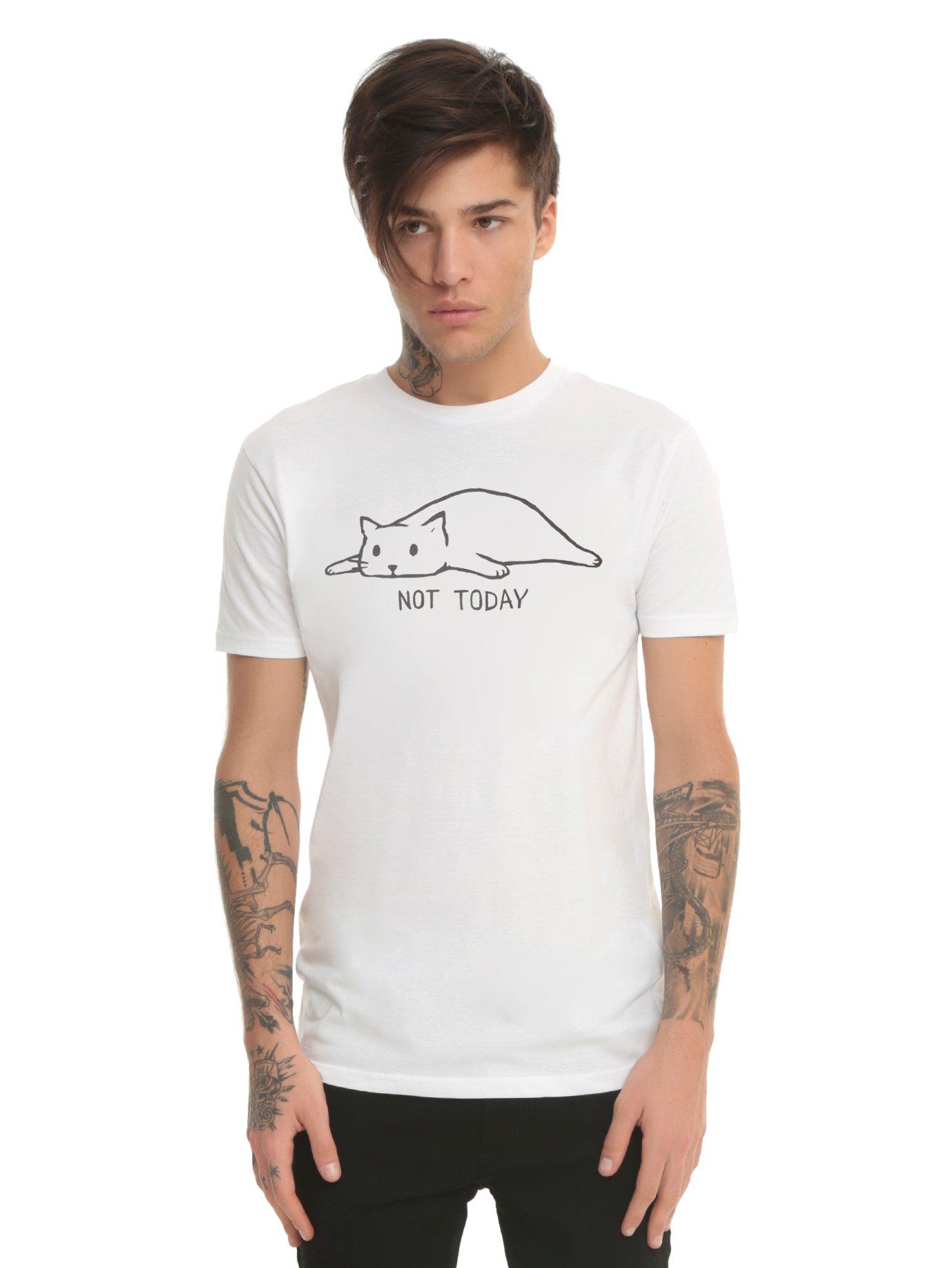 Not Today Cat T-Shirt By Fox Shiver, WHITE, alternate