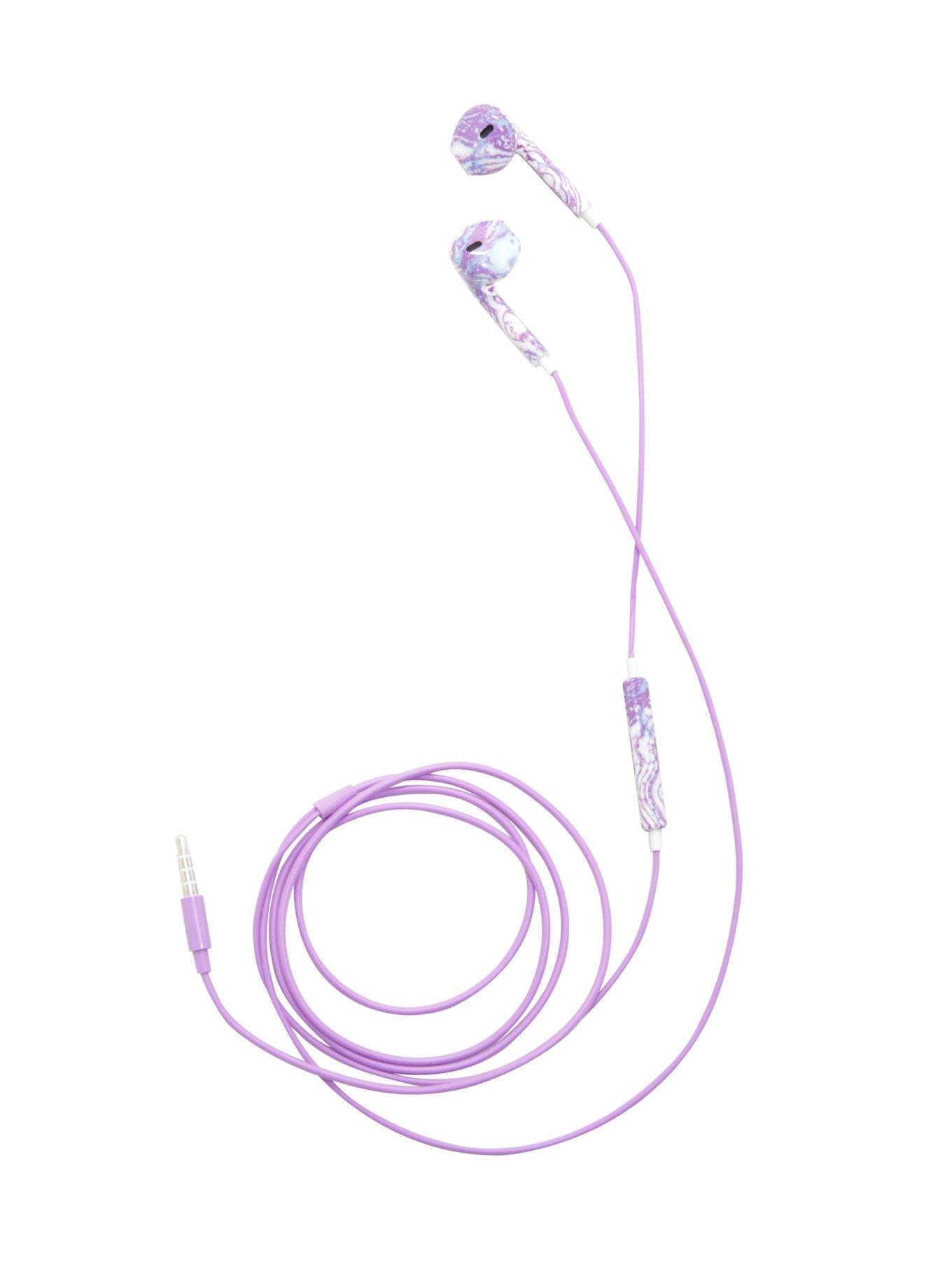 Purple Marble Earbuds, , alternate