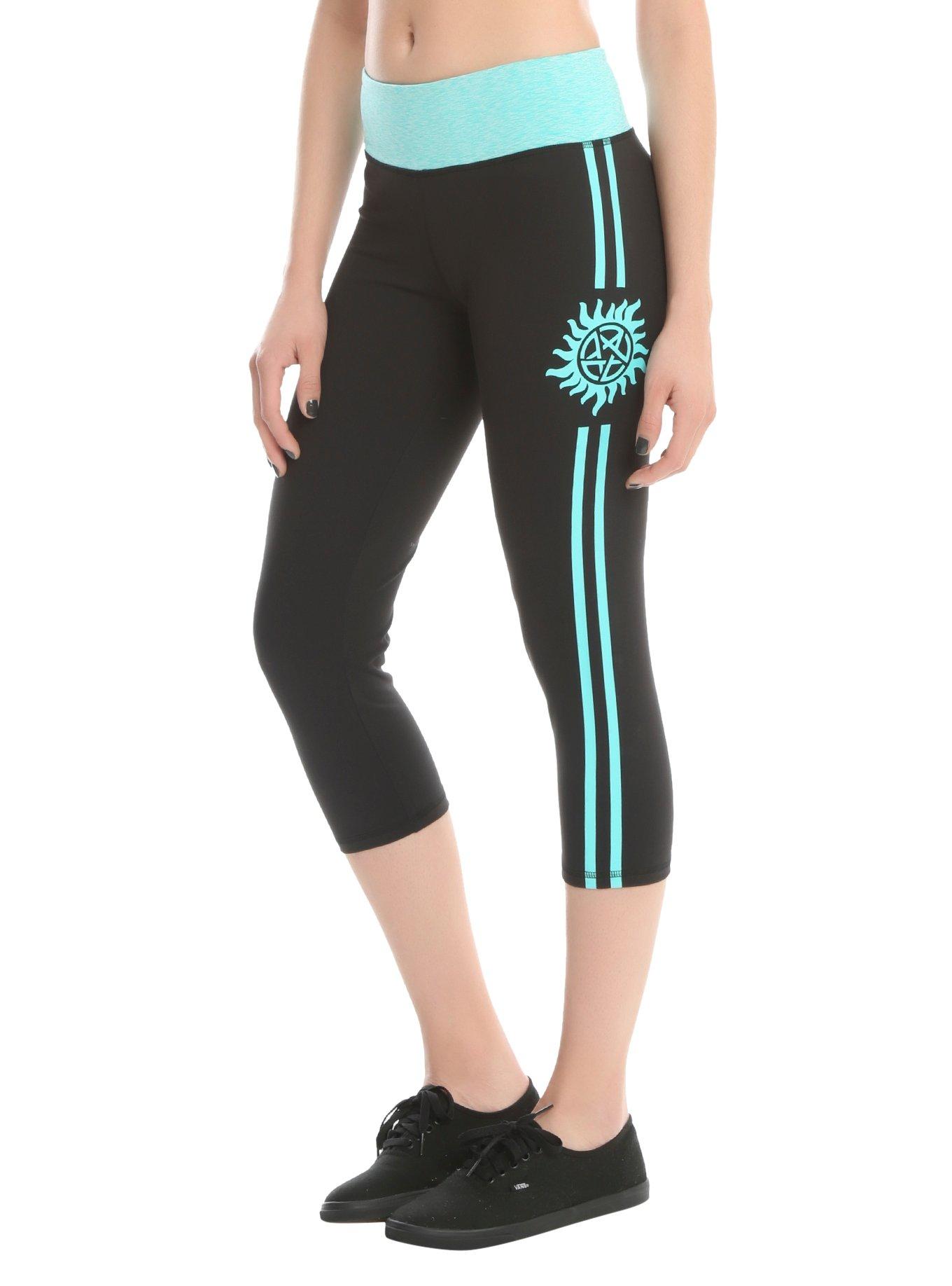 Supernatural Black & Teal Girls Active Capris, , alternate
