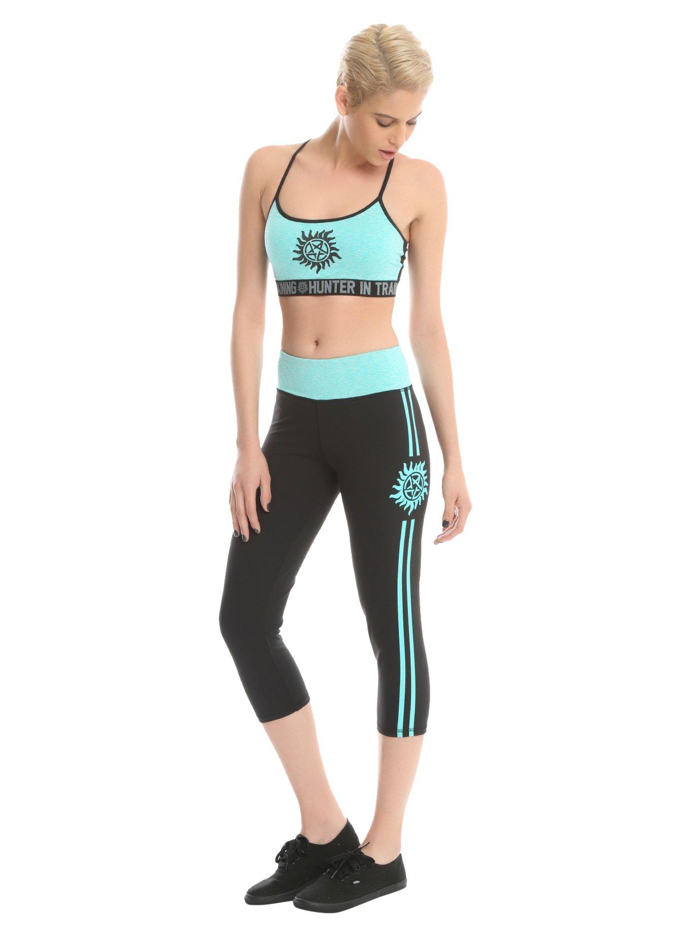 Supernatural Black & Teal Girls Active Capris, , alternate