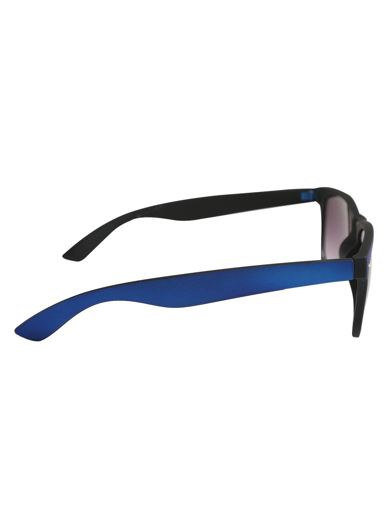 Blue Metallic Smooth Touch Retro Sunglasses, , alternate