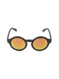 Matte Black Orange Reflective Round Sunglasses, , alternate