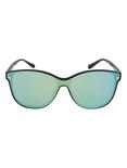 Green Mirrored Shield Sunglasses, , alternate