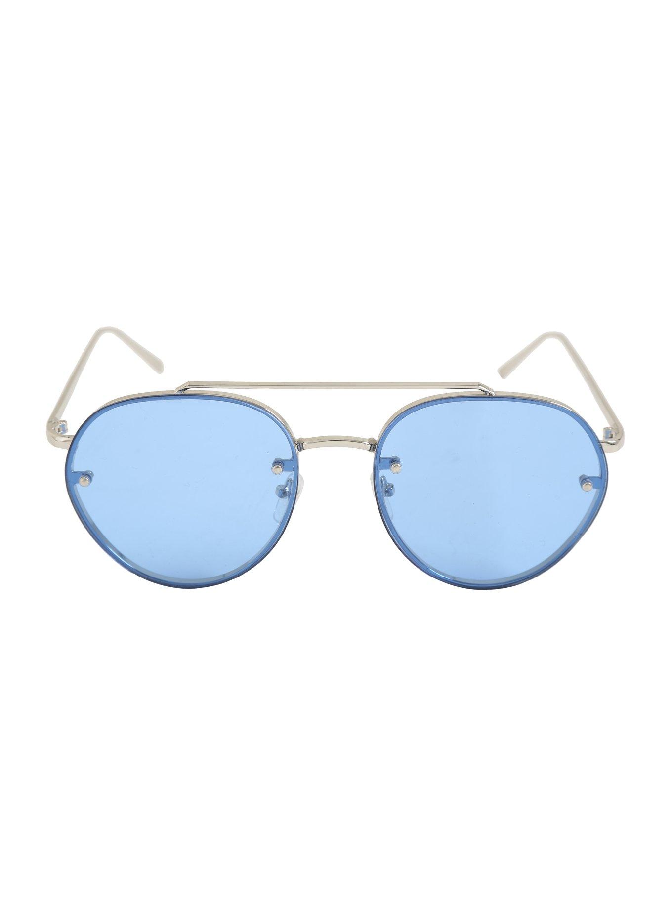 Lucent Clear Blue Lens Aviator Sunglasses, , alternate