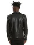 Black Faux Leather Moto Jacket, , alternate
