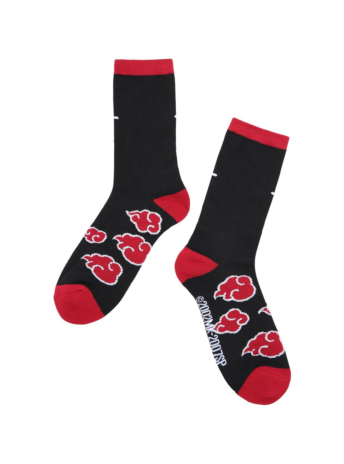 Naruto Shippuden Anti-Leaf Village Akatsuki Clouds Crew Socks, , alternate