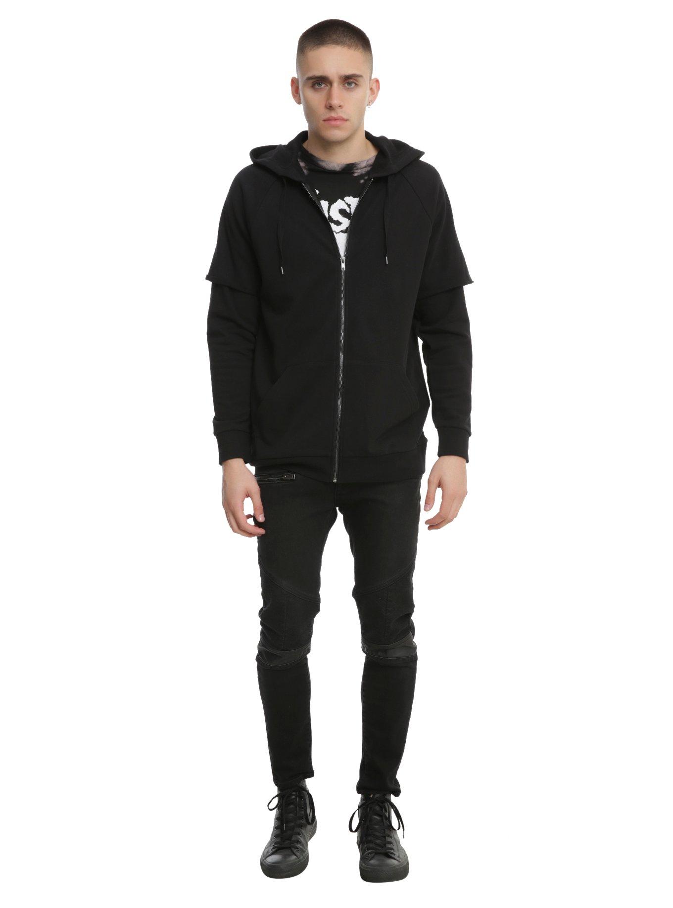 XXX RUDE Black Double Layer Hoodie, , alternate