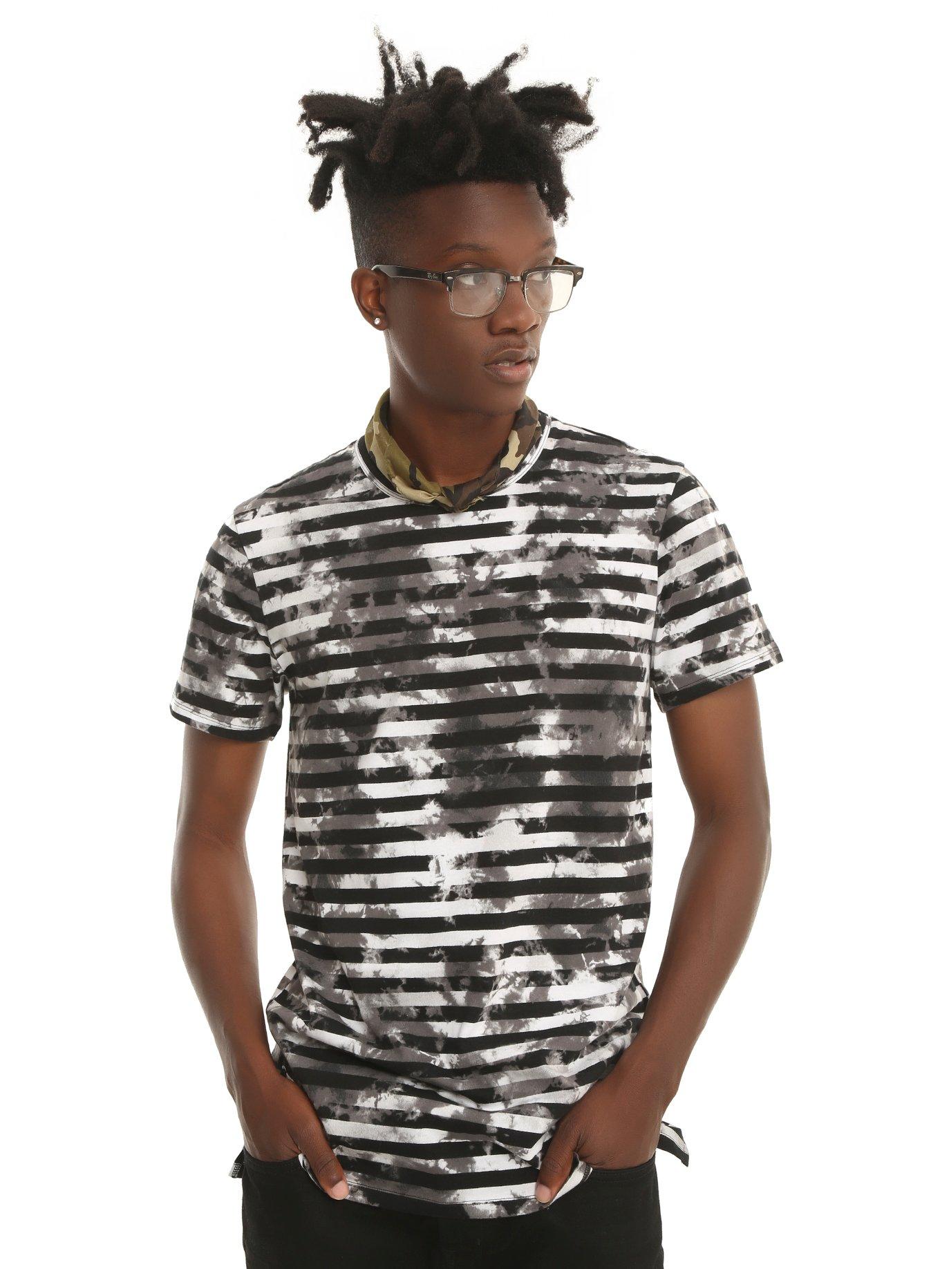 XXX RUDE Striped Bleach Wash T-Shirt, , alternate