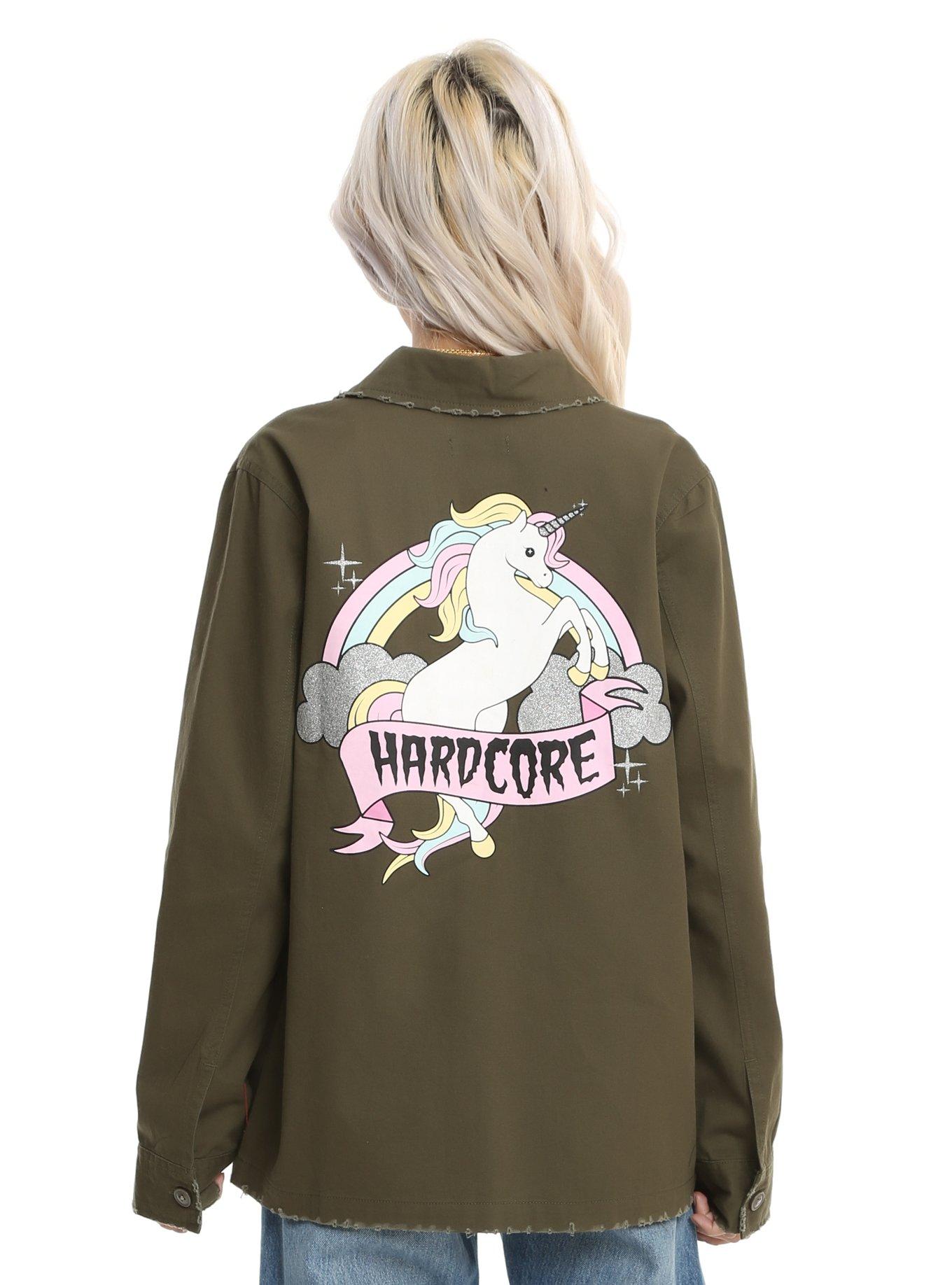Hardcore Unicorn Girls Military Jacket, , alternate