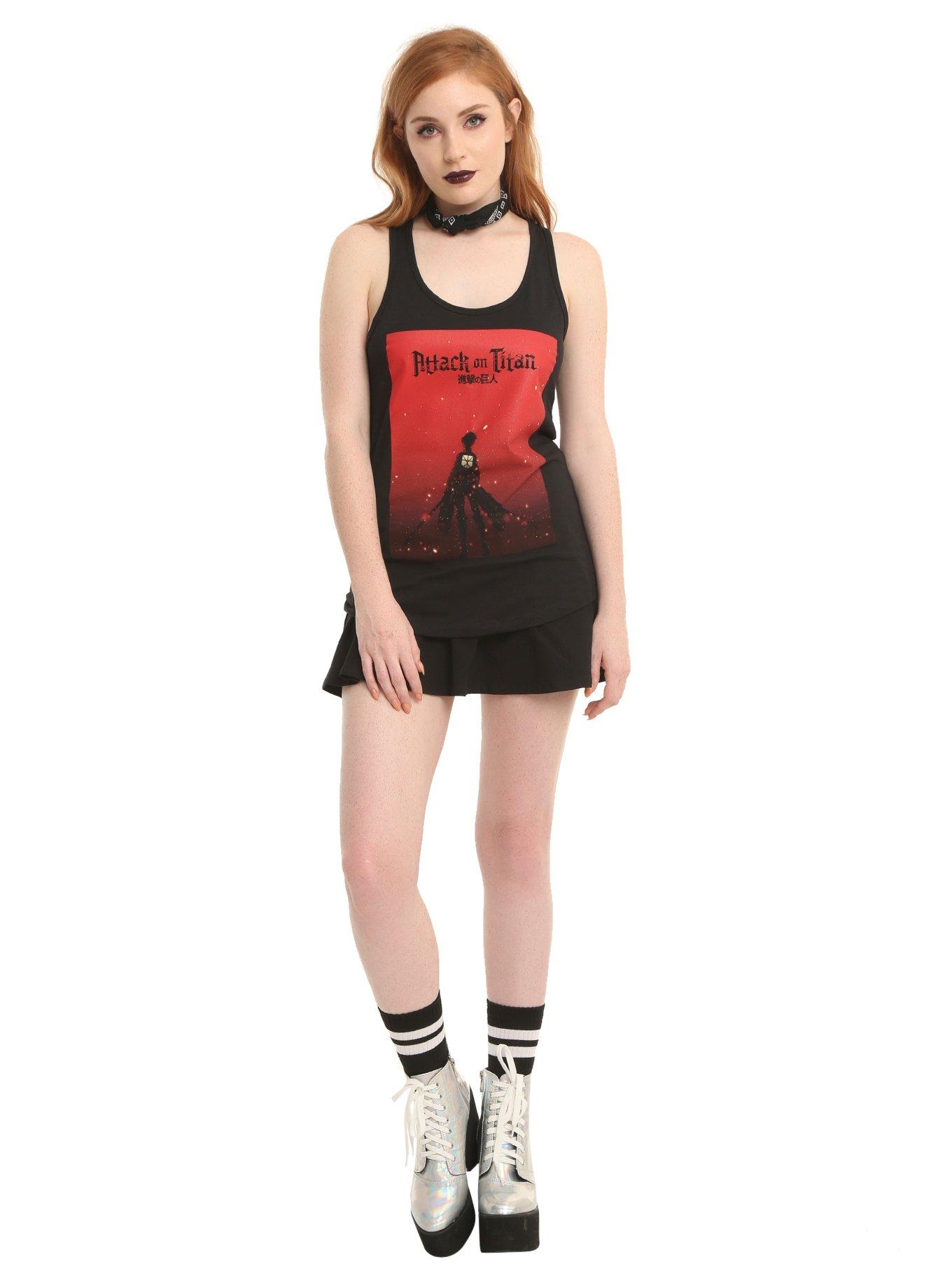 Attack On Titan Red Silhouette Girls Tank Top, , alternate