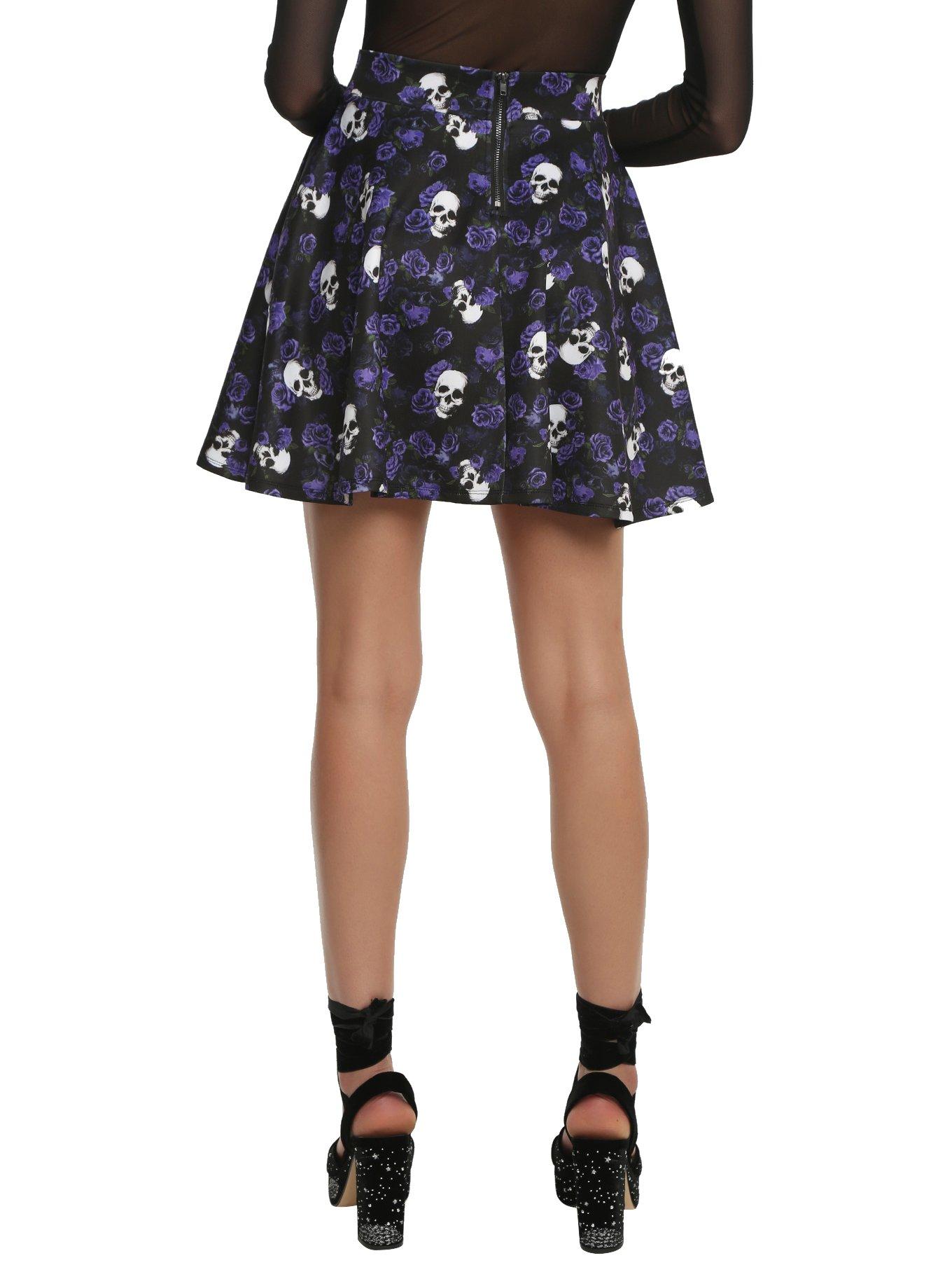 Floral Skull Skater Skirt, , alternate