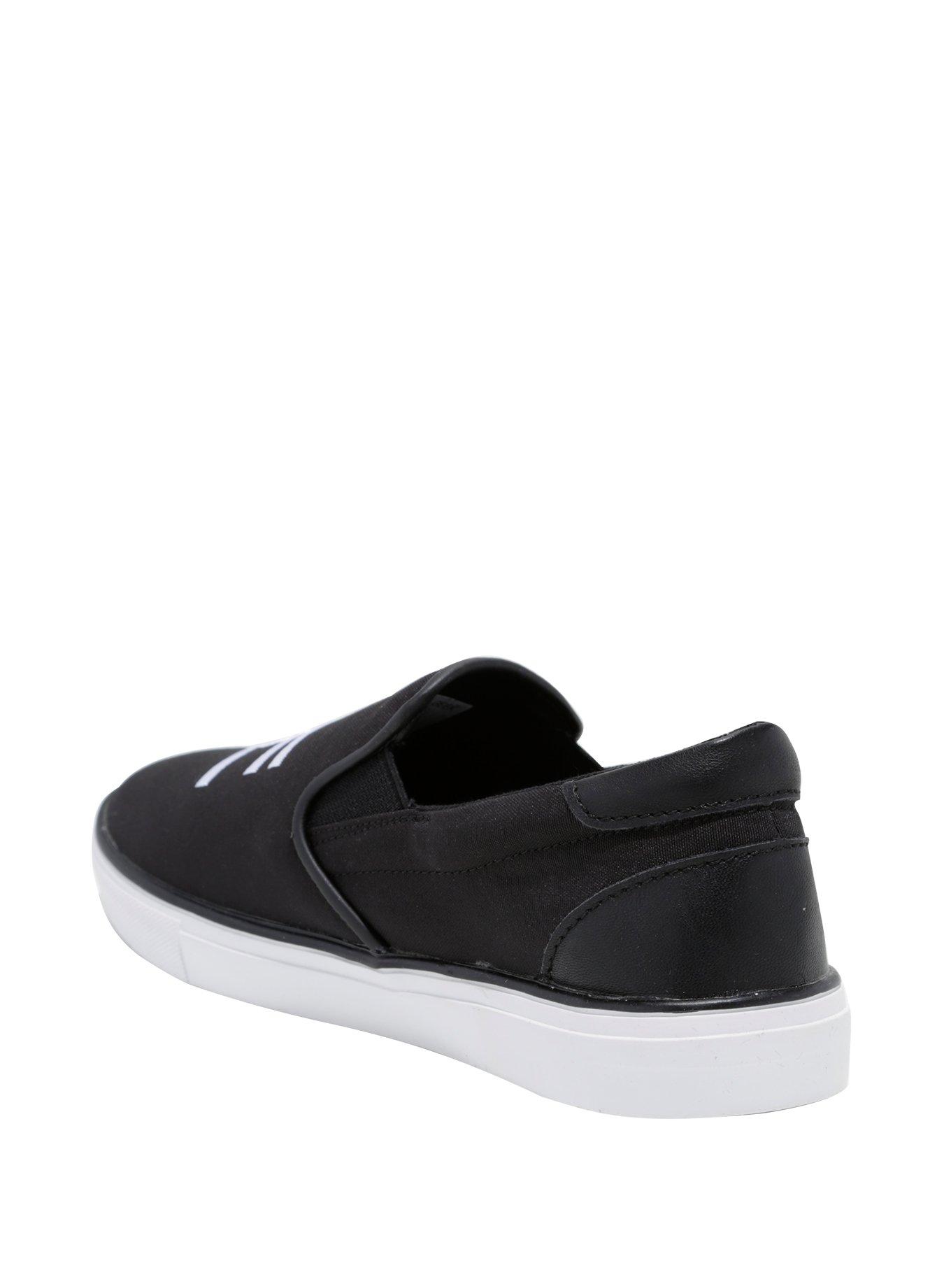 Geek Embroidered Black Slip-On Shoes, , alternate