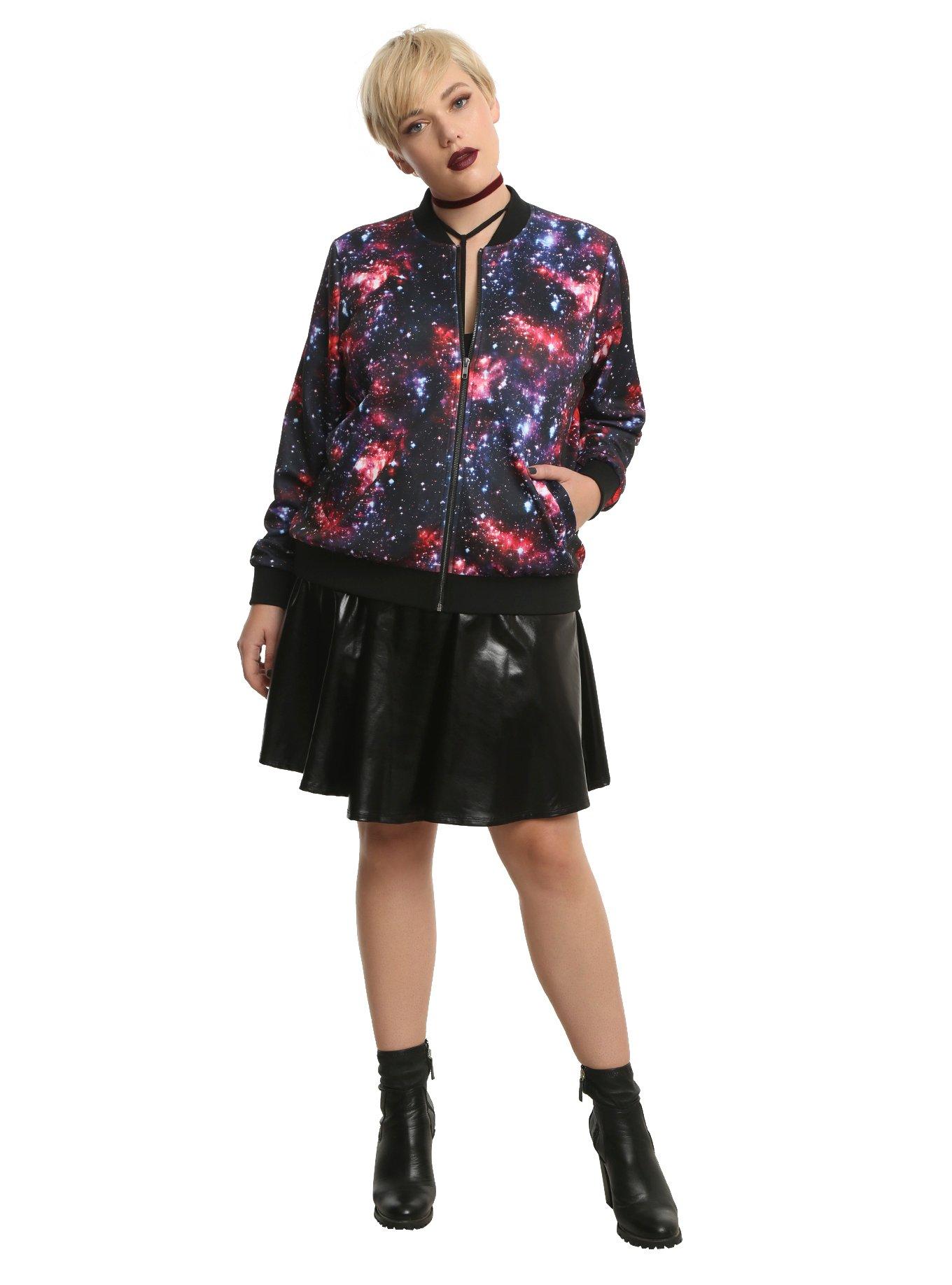 Galaxy Bomber Jacket Plus Size, , alternate