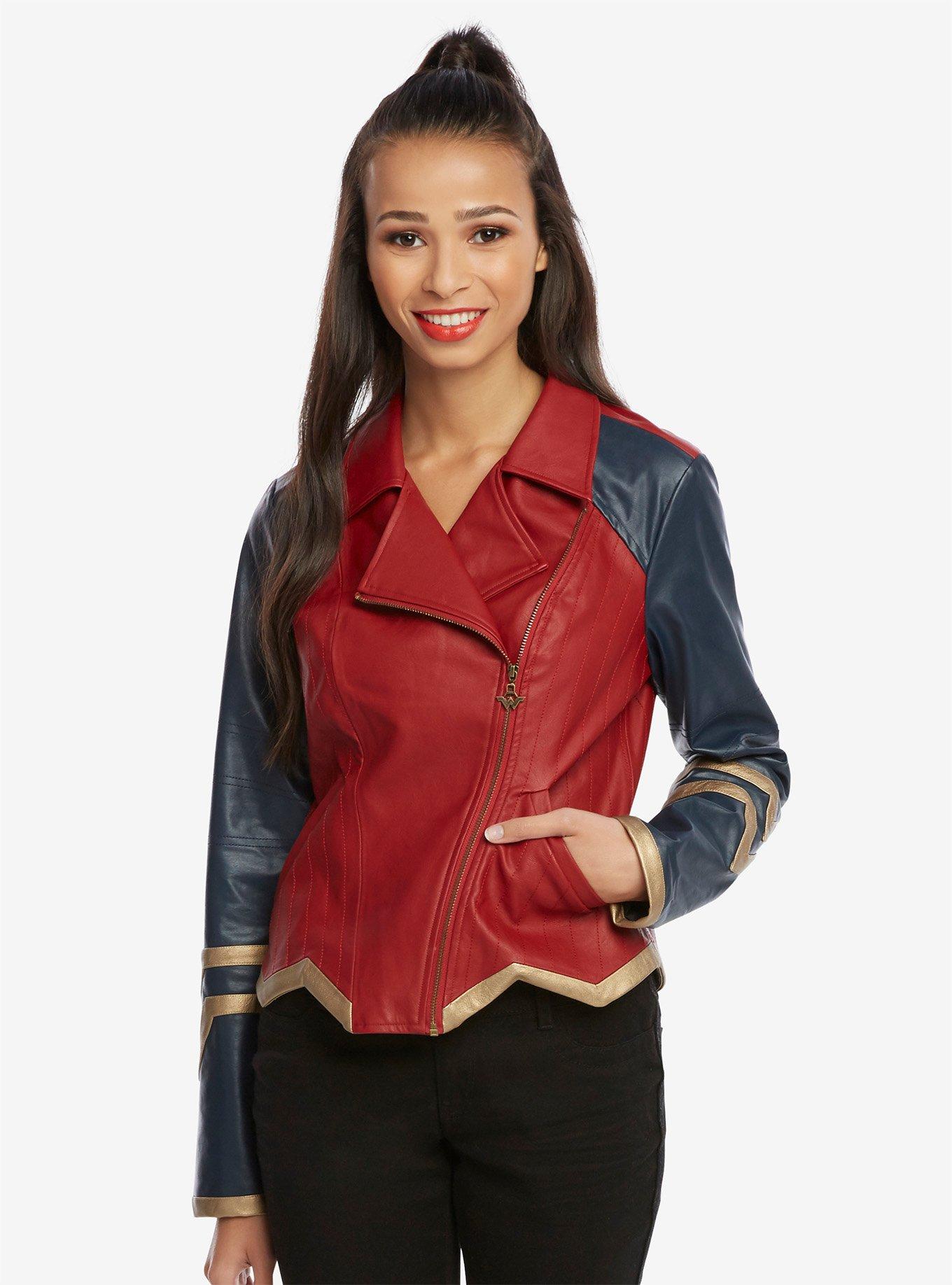 DC Comics Wonder Woman Armor Faux Leather Moto Jacket, , alternate