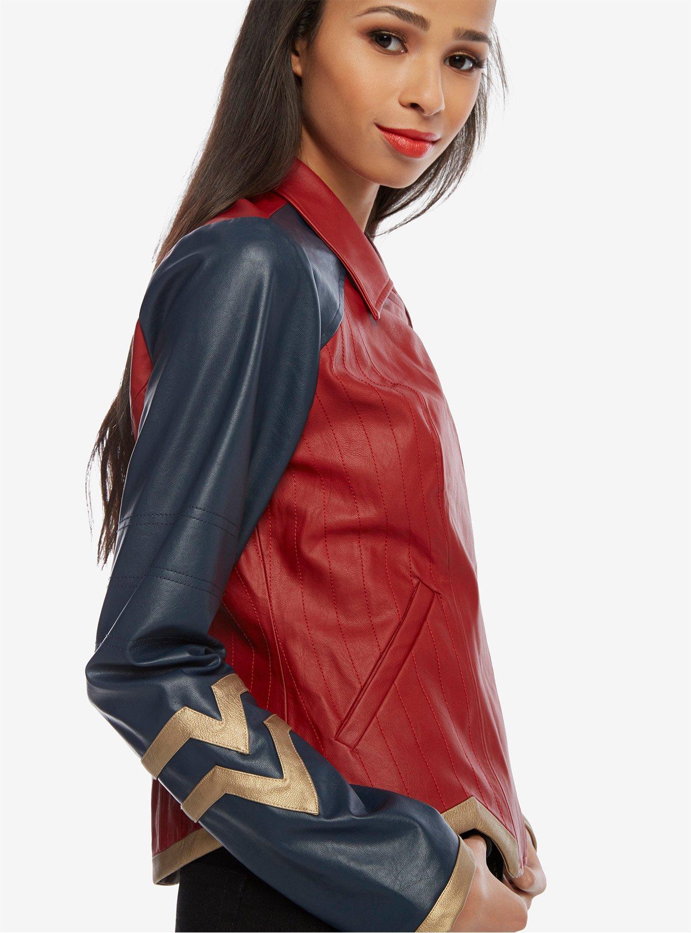 DC Comics Wonder Woman Armor Faux Leather Moto Jacket, , alternate