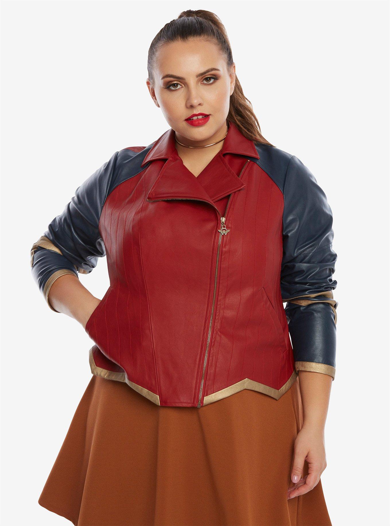 DC Comics Wonder Woman Armor Faux Leather Moto Jacket Plus Size, , alternate