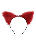 Red Furry Cat Ear Headband, , alternate