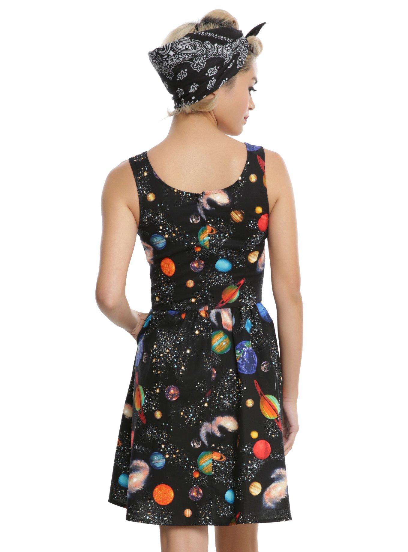 Bright Planets Fit & Flare Dress, , alternate