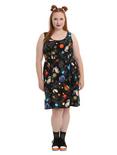 Bright Planets Fit & Flare Dress Plus Size, , alternate