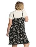 Black & White Floral Skull Tee Slip Dress Plus Size, , alternate