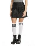 Black Faux Leather Zip Front Mini Skirt, , alternate