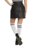 Black Faux Leather Zip Front Mini Skirt, , alternate