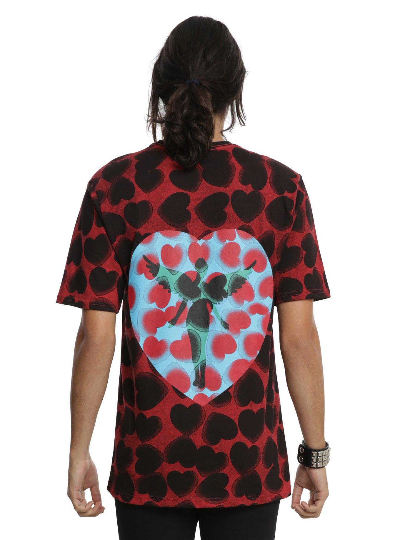 Nirvana Heart-Shaped Box Allover Print T-Shirt, RED, alternate