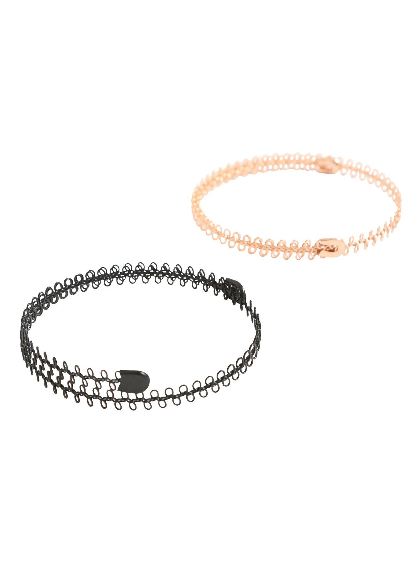 Black And Rose Gold Tattoo Choker Set, , alternate