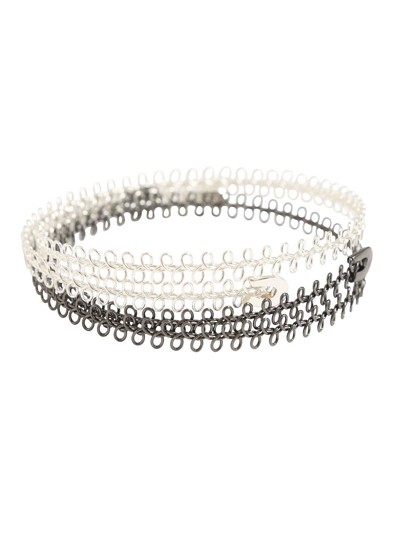 Silver And Hematite Tattoo Choker Set, , alternate