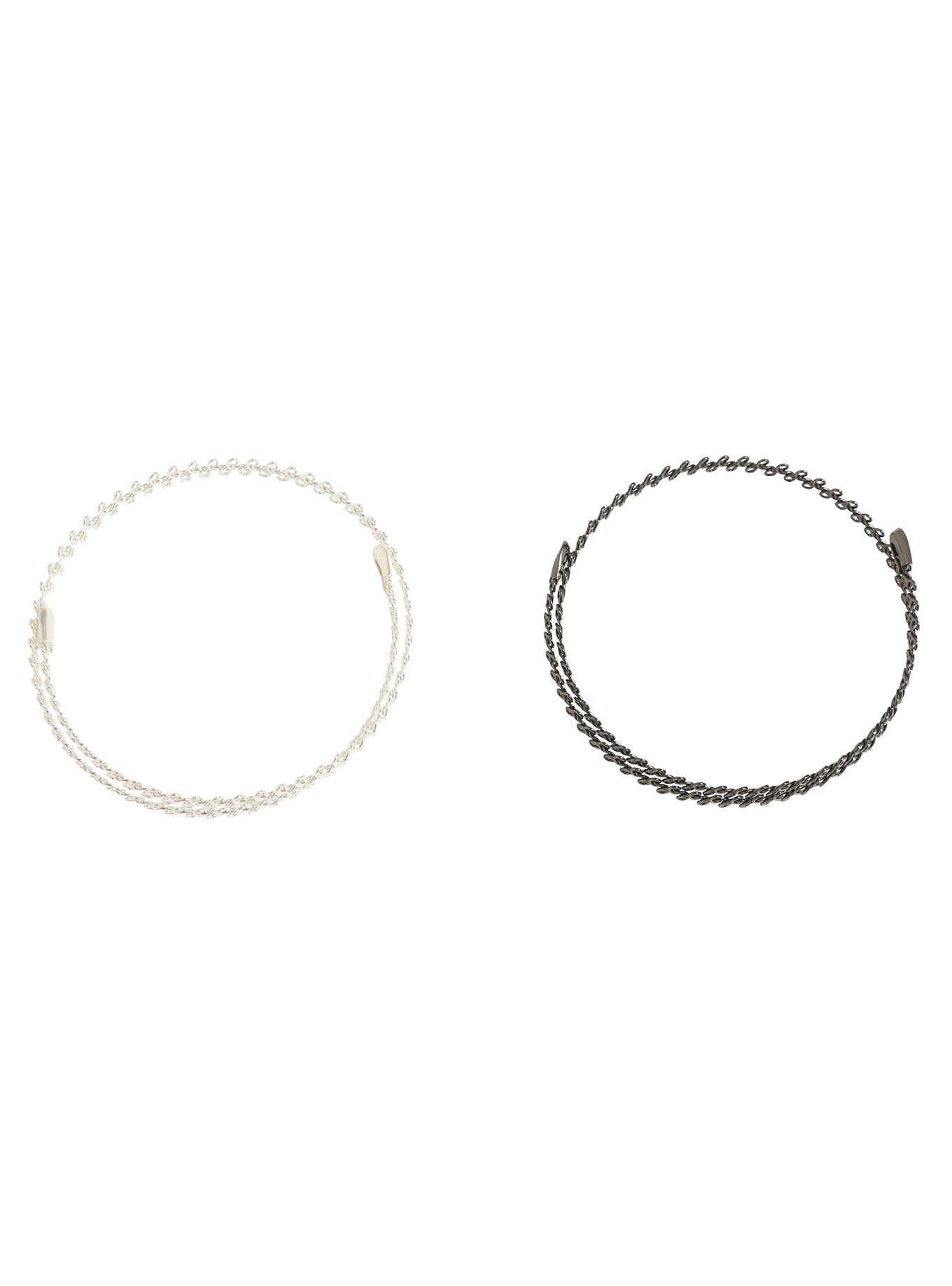 Silver And Hematite Tattoo Choker Set, , alternate