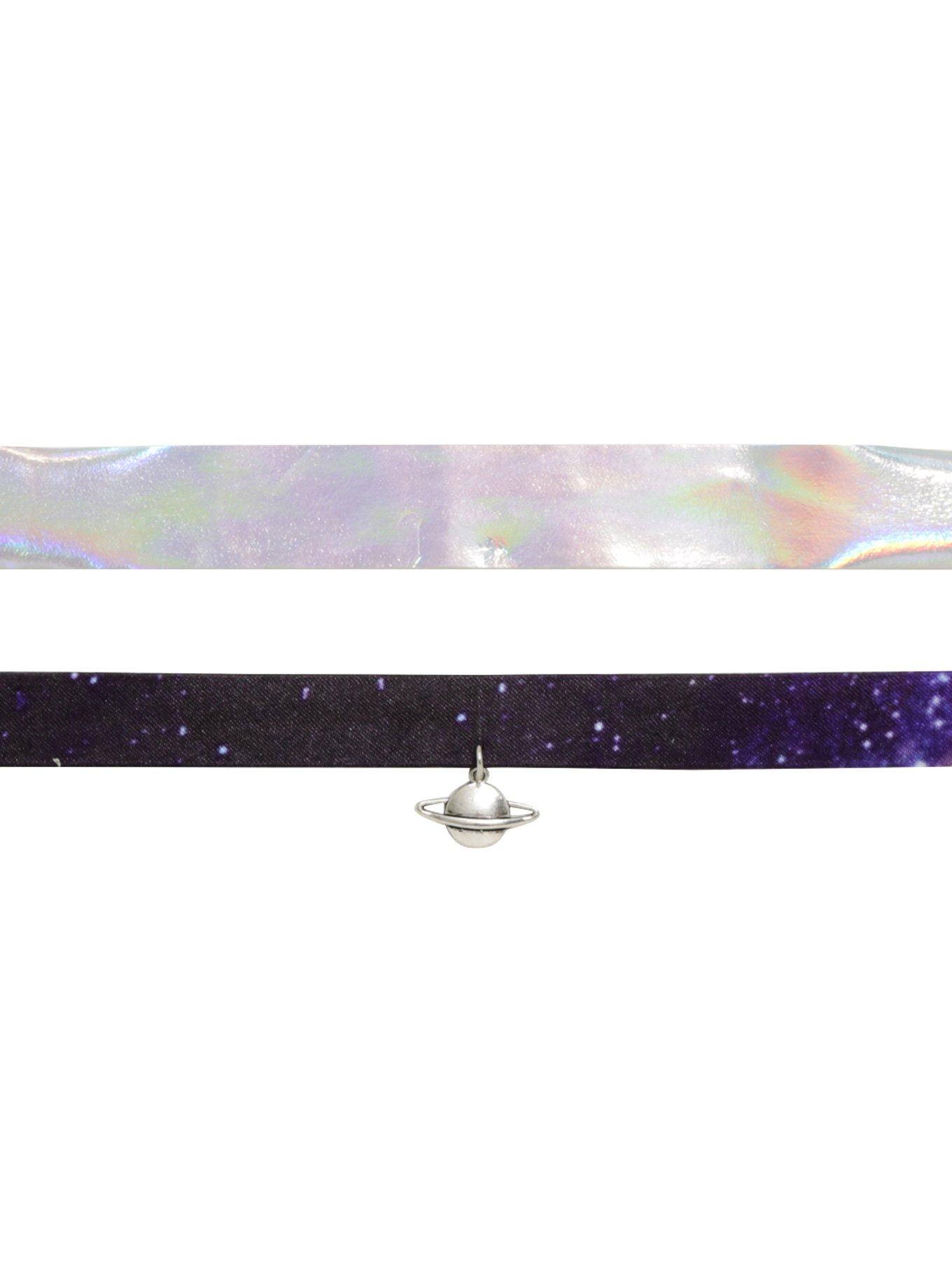 Galaxy Print Hologram Choker Set, , alternate