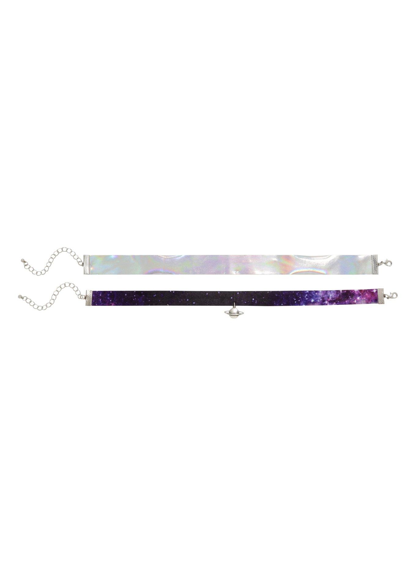 Galaxy Print Hologram Choker Set, , alternate