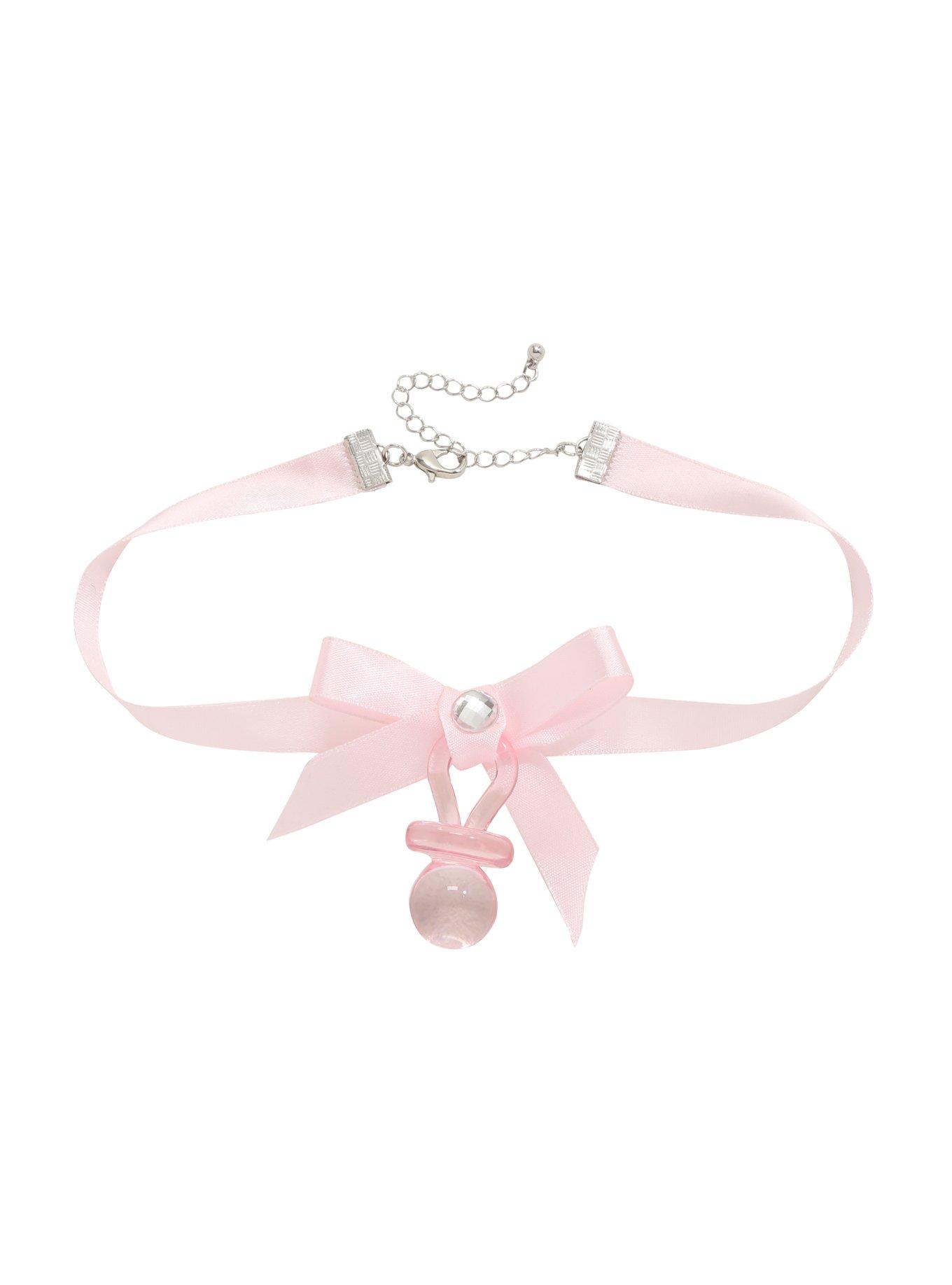 Blackheart Pink Pacifier Choker, , alternate